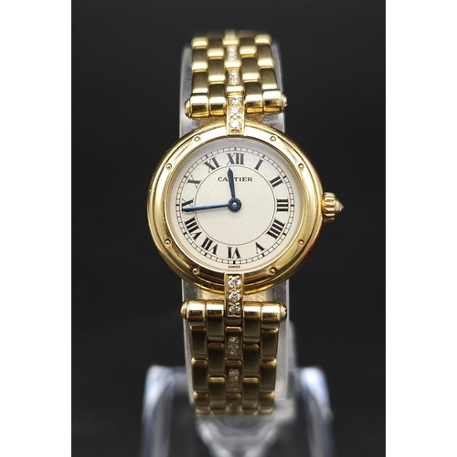 59 - A Cartier 18K Gold and Diamond Panthere Ladies Watch. 18k yellow gold and diamond bracelet. 18k gold... 