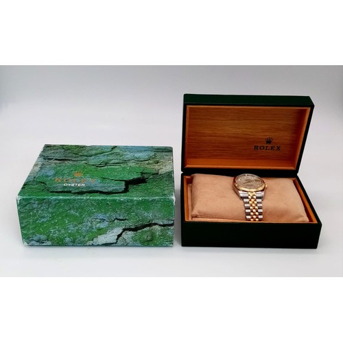 3 - A Rolex Bi-Metal Oyster Perpetual Datejust Ladies Watch. Bi-metal strap and case - 37mm. Mother of p... 