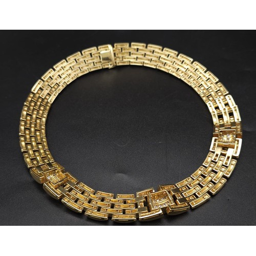 10 - A Cartier 18K Yellow Gold and Diamond Maillon Necklace. Brilliantly crafted with gate links and (3) ... 