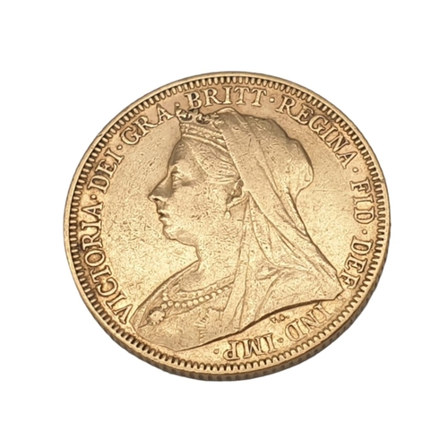 1 - An 1896 Queen Victoria 22K Gold Full Sovereign Coin. Very Fine Condition but please see photos.