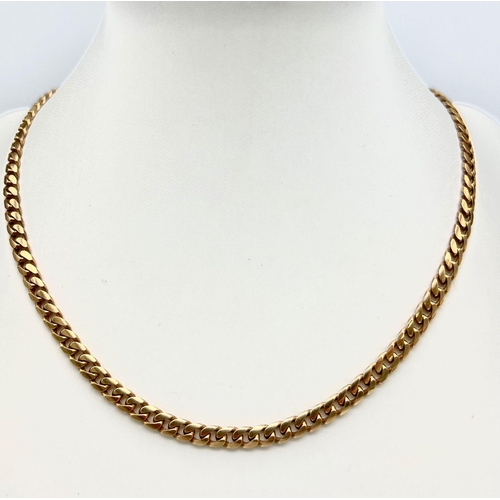 62 - A Vintage 9K Yellow Gold Flat Curb Link Chain. 45cm. 21.93g