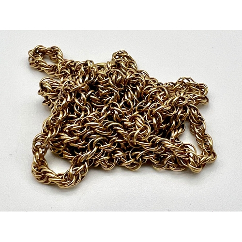 90 - A Vintage 9K Yellow Gold Rope Necklace. 62cm. 8.97g