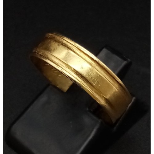 41 - A Vintage 18K Yellow Gold Band Ring. Size O. 2.32g