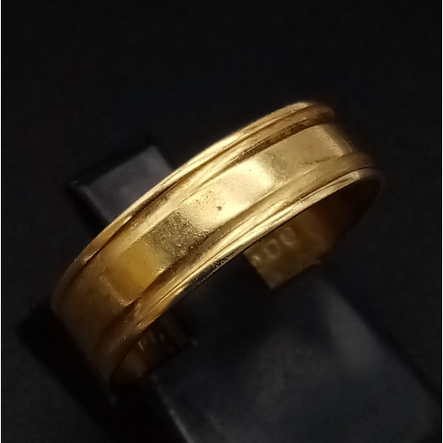 41 - A Vintage 18K Yellow Gold Band Ring. Size O. 2.32g