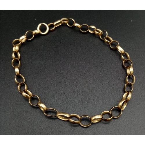 13 - A Vintage 9K Yellow Gold Circle Link Bracelet. 18cm. 3.71g.