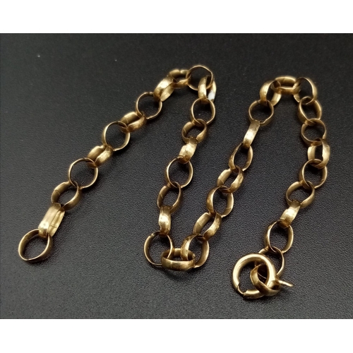 13 - A Vintage 9K Yellow Gold Circle Link Bracelet. 18cm. 3.71g.