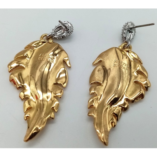 147 - A fabulous and unusual ALEXIS BITTAR creation, a stone set, leaf shaped bracelet and matching earrin... 