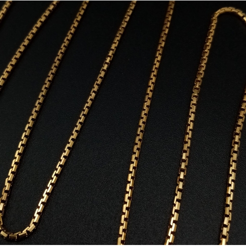 97 - An 18K Yellow Gold Miniature Bar-Link Necklace. 60cm. 10.32g