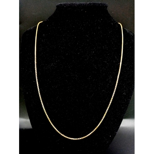 97 - An 18K Yellow Gold Miniature Bar-Link Necklace. 60cm. 10.32g