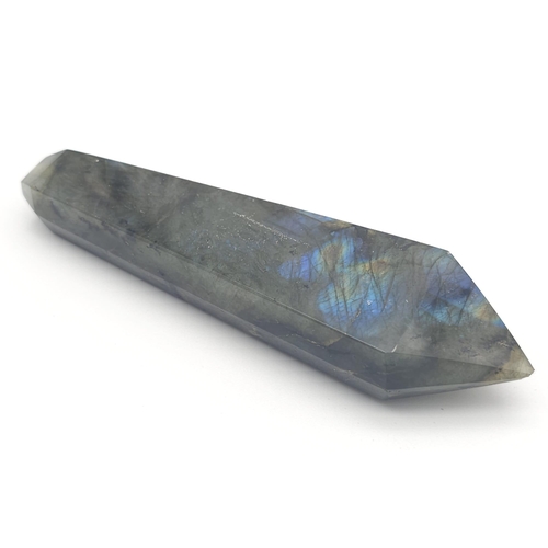 224 - A fancy shaped, labradorite (variety blue flash) smoking pipe. In clean/unused condition with no bre... 