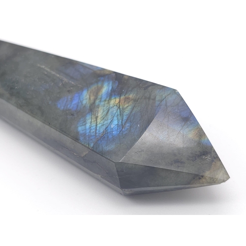 224 - A fancy shaped, labradorite (variety blue flash) smoking pipe. In clean/unused condition with no bre... 