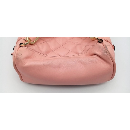 295 - A Pink Michael Kors Mini Rhea Zip Quilted Leather Backpack With A Convertible Strap. See Photos for ... 