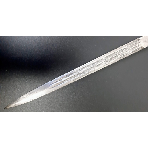 345 - A 1933-5 Kriegsmarine Officers Nazi Dagger with Brass Scabbard. Makers mark on blade of Carl Eickhor... 