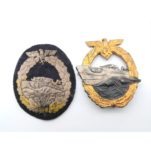 202 - WW2 German 3rd Reich Kriegsmarine “Schnell Boat” (Fast Torpedo Boat) Qualification badge in painted ... 