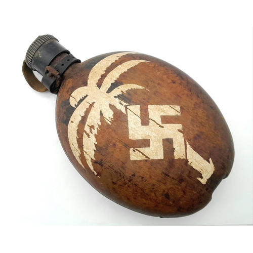 542 - WW2 German Africa Corps Husk Water Bottle with hand painted D.A.K Logo.