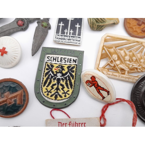 543 - 26 x 3rd Reich Winterhilfswerk WHW donation badges. The Winterhilfswerk (WHW) was an annual drive by... 