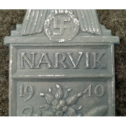 244 - WW2 German Heer Issue (Army) Narvik Campaign Shield in presentation case.