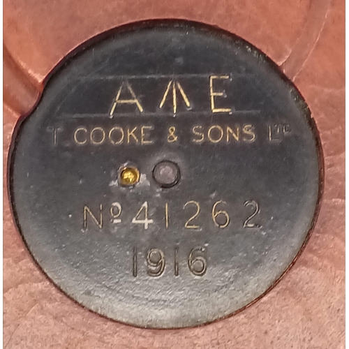 454 - 1916 Dated British Army Officers Compass. Maker T.Cooke & Sons. In leather case.