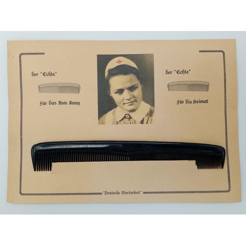 461 - WW2 German Red Cross Comb on original card. These were sold in hospitals to raise funds for the Red ... 