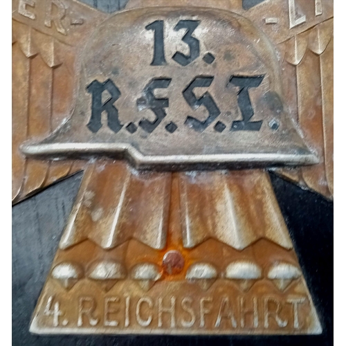 475 - Mounted 3rd Reich Car Plaque from the 4th Berlin Cross Country Car Rally.