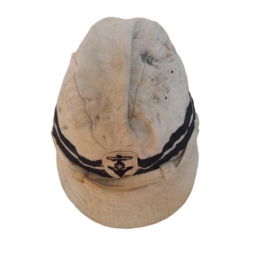 279 - WW2 Japanese Naval Officers Tropical Field Cap. Nice markings inside.