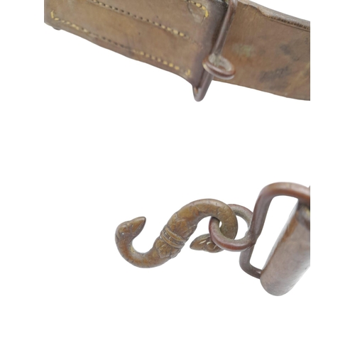 537 - WW1 Canadian Expeditionary Force Oliver Pattern 1914 Leather Belt with Snake Buckle.