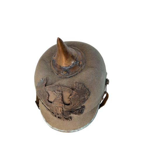 68 - WW1 Imperial German Army Prussian M15 Pickelhaube Uniform Helmet. A felt constructed example with ni... 