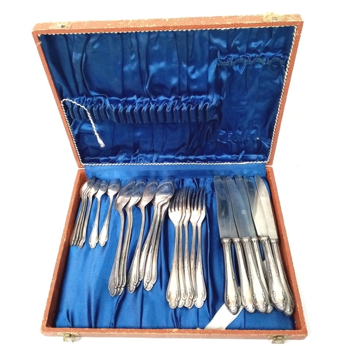 11 - WW2 German 6-person Cutlery Set with Waffen SS runes on each piece. 24 pieces in total. Maker Emil M... 