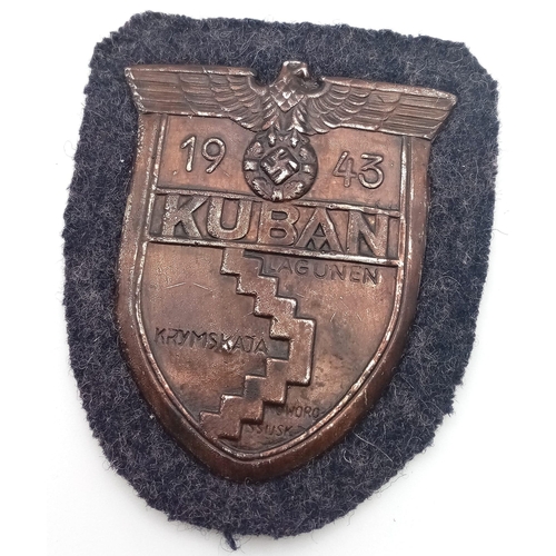 293 - WW2 German Kuban Campaign Shield For Panzer (Armoured) Troops. Complete with presentation Box.