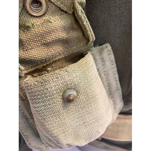 100 - WW2 1941 dated British royal artillery officers tunic with webbing set including holster, water bott... 