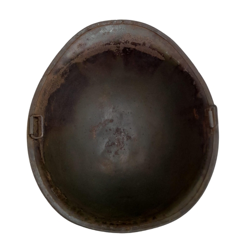 335 - WW2 US Army 3rd Infantry Division Helmet. A swivel bale example retaining a flash of the blue and wh... 