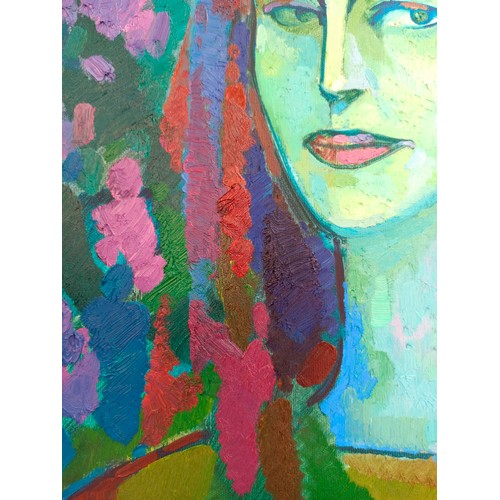 548 - Abstract oil painting Portrait of a girl Peter Tovpev.
