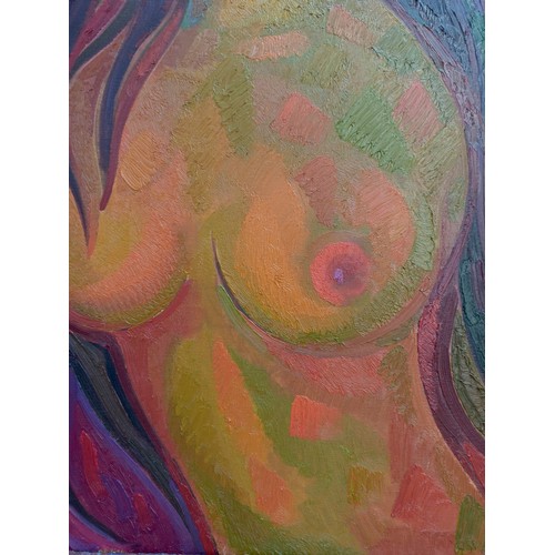 487 - Abstract oil painting Temptation Peter Tovpev.
