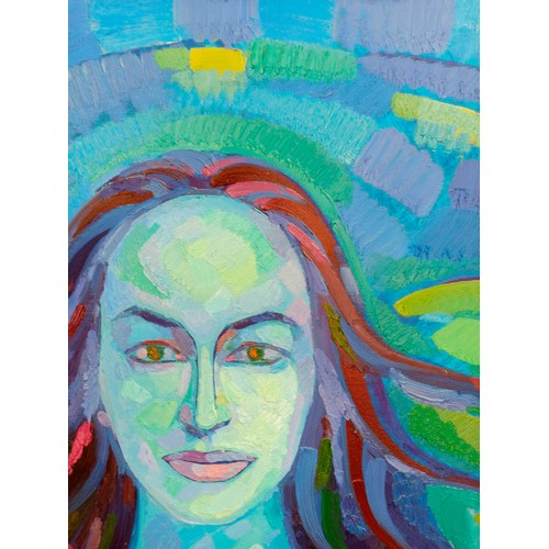 311 - Abstract oil painting Portrait of a girl Peter Tovpev.
