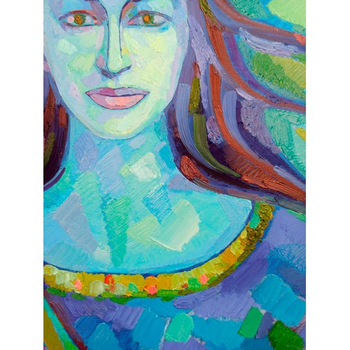 311 - Abstract oil painting Portrait of a girl Peter Tovpev.
