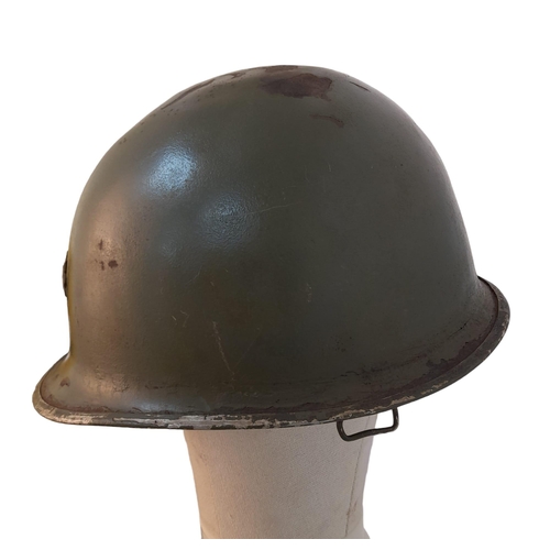 116 - WW2 US Army Major Officers M1 Steel Combat Helmet. Swivel bale example with front split seam and a M... 