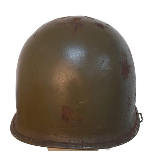 116 - WW2 US Army Major Officers M1 Steel Combat Helmet. Swivel bale example with front split seam and a M... 