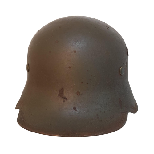 82 - WW2 German Allgemeine SS Officers M18 Pattern Parade Stahlhelm Helmet. Dark green paintwork with ven... 