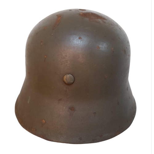 82 - WW2 German Allgemeine SS Officers M18 Pattern Parade Stahlhelm Helmet. Dark green paintwork with ven... 