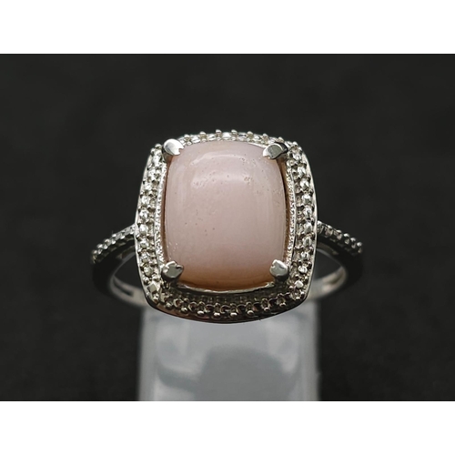 458 - A 925 Silver with Pink Stone Solitaire Ring. Total Weight 3.56g. Size S.