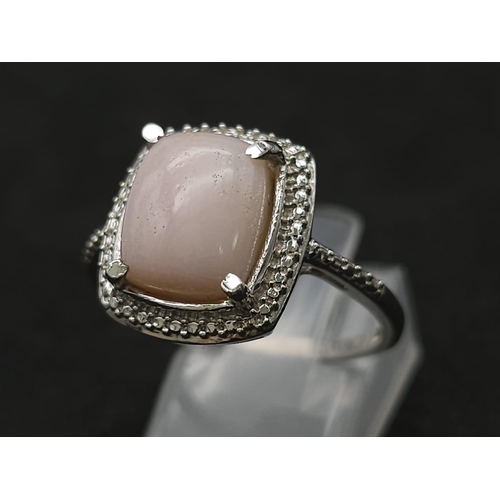 458 - A 925 Silver with Pink Stone Solitaire Ring. Total Weight 3.56g. Size S.