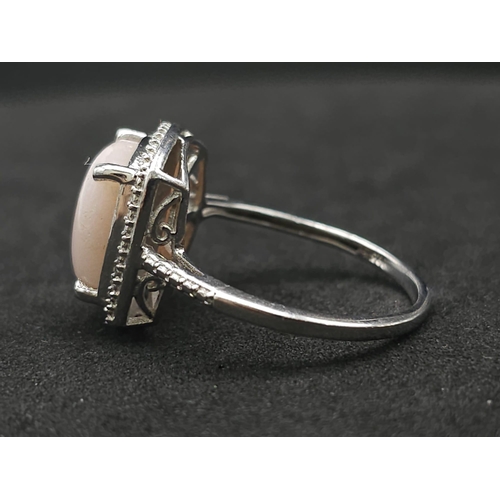 458 - A 925 Silver with Pink Stone Solitaire Ring. Total Weight 3.56g. Size S.