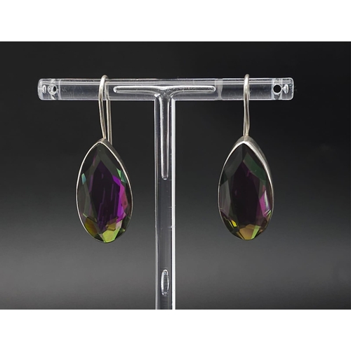 451 - A Pair of 925 Silver And Multi Colour Large Stone Earrings. Total Weight 12.08g.