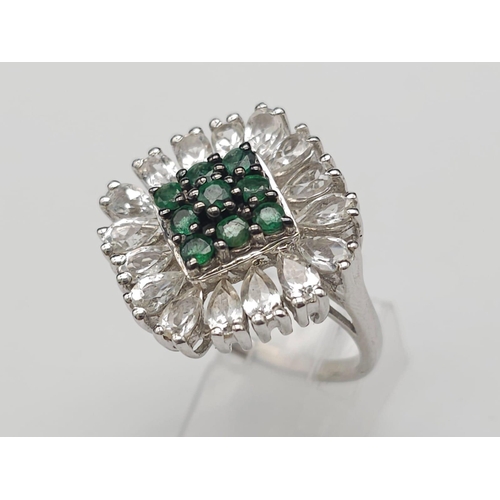 526 - A Very Impressive Unworn Limited Edition (1 of 90) Art Deco Design Sterling Silver Emerald & White T... 