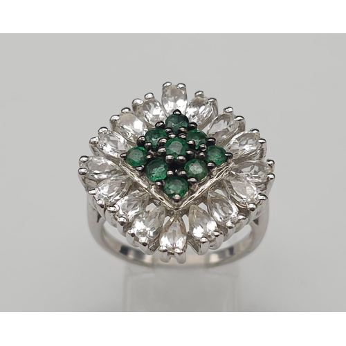 526 - A Very Impressive Unworn Limited Edition (1 of 90) Art Deco Design Sterling Silver Emerald & White T... 