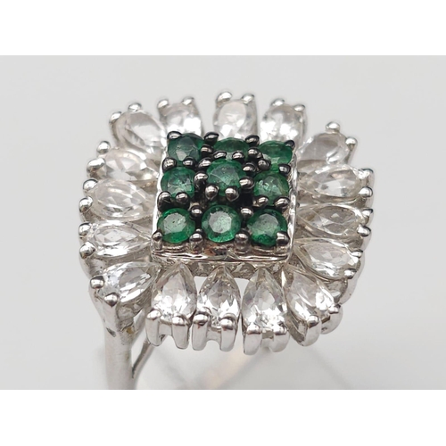 526 - A Very Impressive Unworn Limited Edition (1 of 90) Art Deco Design Sterling Silver Emerald & White T... 