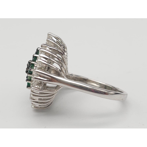 526 - A Very Impressive Unworn Limited Edition (1 of 90) Art Deco Design Sterling Silver Emerald & White T... 