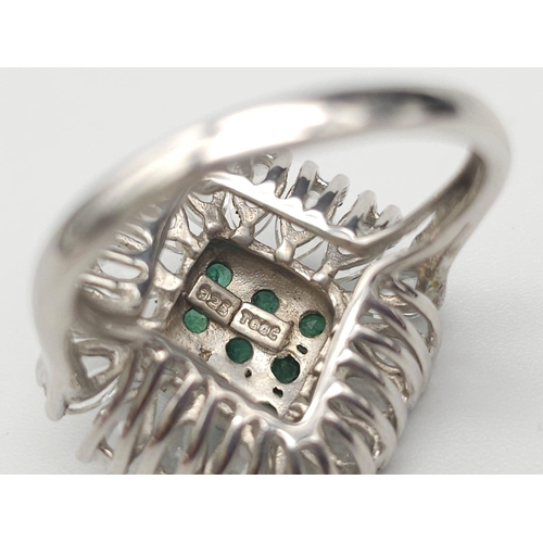 526 - A Very Impressive Unworn Limited Edition (1 of 90) Art Deco Design Sterling Silver Emerald & White T... 