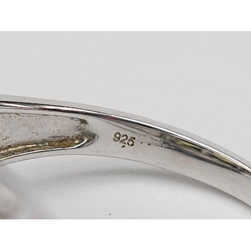 710 - An Unworn Limited Edition (1 of 100) Sterling Silver Moldavite, Peridot & White Topaz Set Ring, Size... 