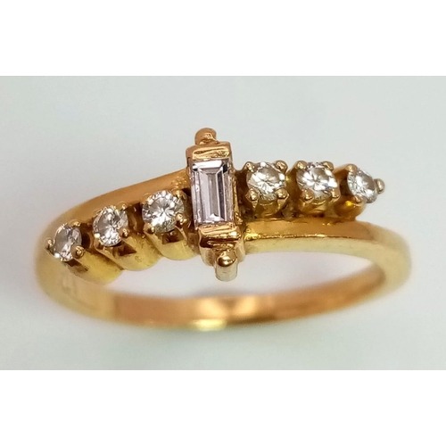 278 - A 18K YELLOW GOLD DIAMOND FANCY RING 0.20CT 2.9G SIZE L